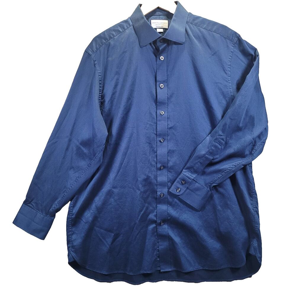 Charles Tyrwhitt Egyptian Cotton Dress Shirt 17.5 34 Blue Classic Quiet Luxury